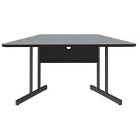 Correll 30" x 60" Trapezoid Gray Granite Finish Desk Height Thermal-Fused Laminate Top Computer and Training Desk