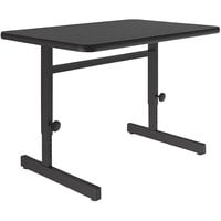 Correll 24 inch x 36 inch Rectangular Black Granite Finish 21 inch - 29 inch Adjustable Height Thermal-Fused Laminate Top Computer and Training Desk