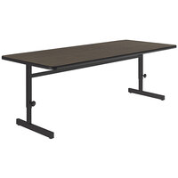 Correll 30" x 72" Rectangular Walnut Finish 21" - 29" Adjustable Height Thermal-Fused Laminate Top Computer and Training Desk