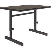 Correll 24" x 48" Rectangular Walnut Finish 21" - 29" Adjustable Height Thermal-Fused Laminate Top Computer and Training Desk