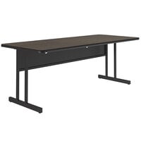 Correll 30" x 60" Rectangular Walnut Finish Desk Height Thermal-Fused Laminate Top Computer and Training Desk