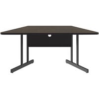 Correll 30" x 60" Trapezoid Walnut Finish Keyboard Height Thermal-Fused Laminate Top Computer and Training Desk