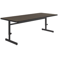 Correll 30" x 48" Rectangular Walnut Finish 21" - 29" Adjustable Height Thermal-Fused Laminate Top Computer and Training Desk