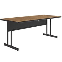 Correll 30" x 60" Rectangular Medium Oak Finish Desk Height Thermal-Fused Laminate Top Computer and Training Desk