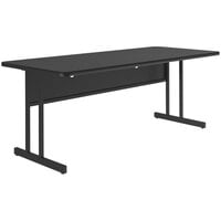 Correll 30 inch x 72 inch Rectangular Black Granite Finish Desk Height Thermal-Fused Laminate Top Computer and Training Desk