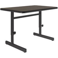 Correll 24" x 36" Rectangular Walnut Finish 21" - 29" Adjustable Height Thermal-Fused Laminate Top Computer and Training Desk