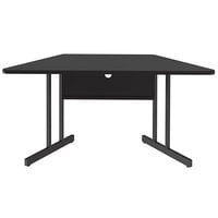 Correll 30 inch x 60 inch Trapezoid Black Granite Finish Desk Height Thermal-Fused Laminate Top Computer and Training Desk