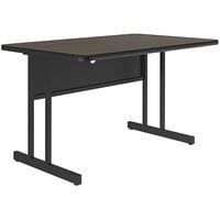 Correll 30" x 48" Rectangular Walnut Finish Desk Height Thermal-Fused Laminate Top Computer and Training Desk