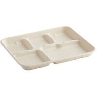 World Centric 5-Compartment Compostable Fiber Tray 10 inch x 8 1/2 inch - 400/Case