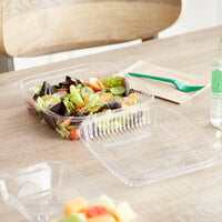 World Centric Clear Compostable PLA Hinged Clamshell Container 8 inch x 8 inch x 3 inch - 300/Case