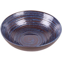 Elite Global Solutions Stardust 40 oz. Deep Glossy / Matte Blue Swirl Melamine Bowl - 6/Case