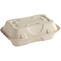 World Centric Compostable Fiber Clamshell Hoagie Box 9 inch x 6 inch x 3 inch - 500/Case