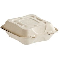 World Centric 8" x 8" x 3" Compostable PLA Lined Fiber Clamshell Container - 300/Case