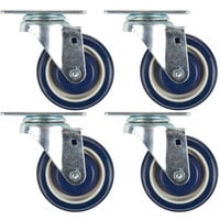 Lavex Industrial 4 inch Swivel Plate Casters for 16 inch x 60 inch U-Boat Carts - 4/Set
