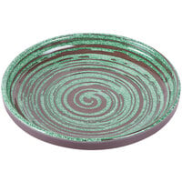 Elite Global Solutions Stardust 7" Glossy / Matte Green Swirl Melamine Coupe Plate - 6/Case