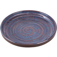 Elite Global Solutions Stardust 9" Glossy / Matte Blue Swirl Melamine Coupe Plate - 6/Case