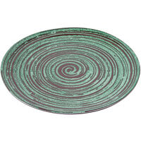 Elite Global Solutions Stardust 8 3/4" Glossy / Matte Green Swirl Melamine Plate - 6/Case