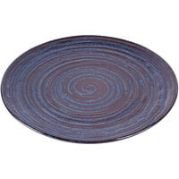 Elite Global Solutions Stardust 10 1/2" Glossy / Matte Blue Swirl Melamine Plate - 6/Case