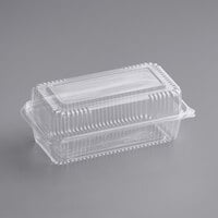 World Centric Clear Compostable PLA Hinged Clamshell Container 9 inch x 5 inch x 3 inch - 200/Case