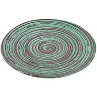 Elite Global Solutions Stardust 10 1/2" Glossy / Matte Green Swirl Melamine Plate - 6/Case