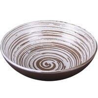 Elite Global Solutions Stardust 40 oz. Deep Glossy / Matte White Swirl Melamine Bowl - 6/Case