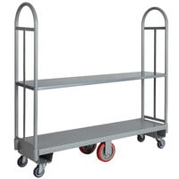 Lavex 16" x 60" Heavy-Duty Steel U-Boat Utility Cart with Removable Shelf - 2000 lb. Capacity