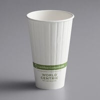 World Centric NoTree 16 oz. White Compostable Double Wall Paper Hot Cup - 600/Case