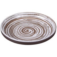 Elite Global Solutions Stardust 7" Glossy / Matte White Swirl Melamine Coupe Plate - 6/Case