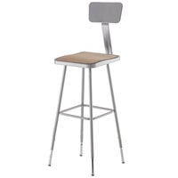 National Public Seating 6330HB 31 inch - 39 inch Gray Adjustable Hardboard Square Lab Stool with Adjustable Back