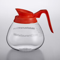 WebstaurantStore Logo 64 oz. Glass Coffee Decanter with Orange Handle by Avantco Equipment - 24/Case