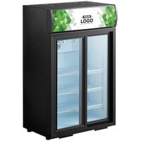 Avantco CSM-4-HC Black Countertop Display Refrigerator with Sliding Door and Customizable Merchandising Panel
