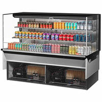 Turbo Air TOM-72L-UF-B-3SI-N 72 inch Black Drop-In Refrigerated Open Display Case Merchandiser with 4 Shelves