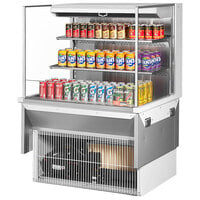 Turbo Air TOM-36L-UF-W-3SI-N 36 inch White Drop-In Refrigerated Open Display Case Merchandiser with 2 Shelves