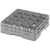 Cambro 16S418151 Camrack 4 1/2 inch High Customizable Soft Gray 16 Compartment Glass Rack