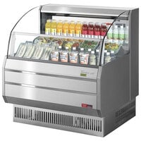 Turbo Air TOM-40SS-N 39 inch Stainless Steel Horizontal Refrigerated Open Slim Profile Curtain Merchandiser