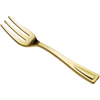 Visions 5" Gold Plastic Tasting Fork - 50/Pack