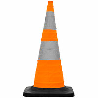 Cortina Pack N Pop 30 inch Collapsible Traffic Cone with 40 lb. Base, Reflective Bands, and LED Lights 03-501-05 - 5/Pack