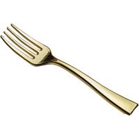 Visions 4" Gold Plastic Tasting Fork - 50/Pack