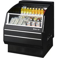Turbo Air TOM-30SB-SP-A-N 28 inch Black Horizontal Refrigerated Open Curtain Merchandiser with Black-Coated Interior