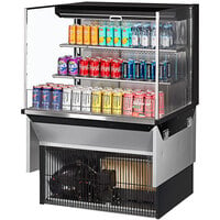 Turbo Air TOM-36L-UF-B-3SI-N 36 inch Black Drop-In Refrigerated Open Display Case Merchandiser with 2 Shelves
