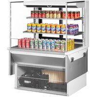 Turbo Air TOM-36L-UFD-W-3SI-N 36 inch Black Drop-In Refrigerated Open Display Case Merchandiser with 2 Shelves