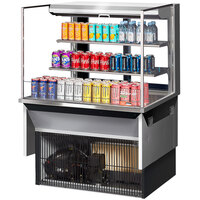 Turbo Air TOM-36L-UFD-S-3SI-N 36 inch Stainless Steel Drop-In Refrigerated Open Display Case Merchandiser with 2 Shelves
