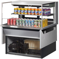 Turbo Air TOM-36L-UFD-S-2SI-N 36 inch Stainless Steel Drop-In Refrigerated Open Display Case Merchandiser with 1 Shelf