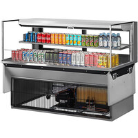 Turbo Air TOM-60L-UFD-S-2SI-N 60 inch Stainless Steel Drop-In Refrigerated Open Display Case Merchandiser with 1 Shelf