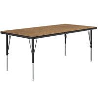 Correll 30 inch x 48 inch Rectangular Medium Oak 19 inch - 29 inch Adjustable Height Thermal-Fused Laminate Top Activity Table