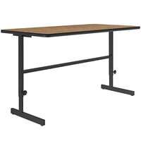 Correll 30 inch x 60 inch Medium Oak Thermal-Fused Laminate Top 34 inch - 42 inch Adjustable Standing Height Work Station