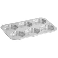 Chicago Metallic 25500 6 Compartment Silicone Glazed Fluted Tart Pan - 4 9/16 inch x 7/8 inch Cavities