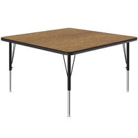 Correll Square Medium Oak 19" - 29" Adjustable Height Thermal-Fused Laminate Top Activity Table