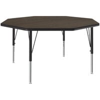 Correll 48" Octagon Walnut 19" - 29" Adjustable Height Thermal-Fused Laminate Top Activity Table
