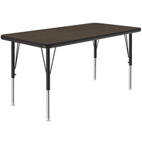 Correll 24 inch x 36 inch Rectangular Walnut 19 inch - 29 inch Adjustable Height Thermal-Fused Laminate Top Activity Table